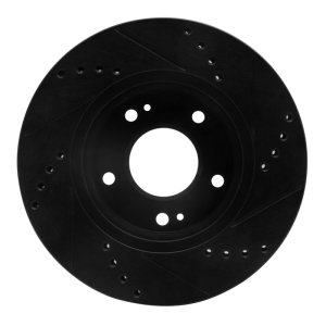 Hyundai Santa Fe Brake Rotor (1) - Front Left - R1 Concepts - Drilled & Slotted - Black - `01-`05